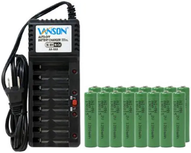 Main image of V-868 8 Bay AA & AAA Charger + 16 AAA (1200 mAh) NiMH Batteries