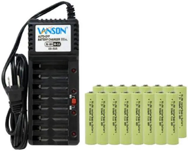 Main image of V-868 8 Bay AA & AAA Charger + 16 AAA (900 mAh) NiMH Batteries
