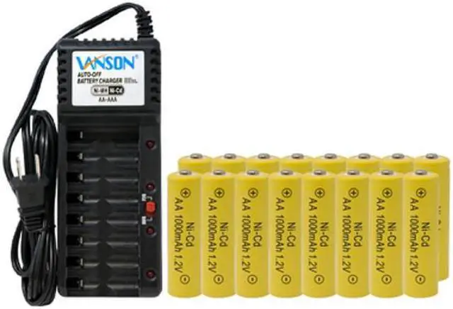 Main image of V-868 8 Bay AA & AAA Charger + 16 AA (1000 mAh) NiCd Batteries