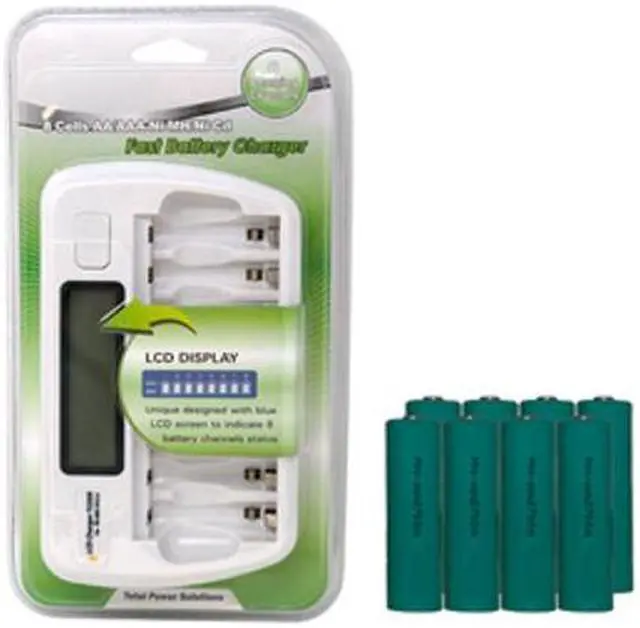 Main image of 8 Bay AA / AAA LCD Charger + 8 AA NiMH Batteries (2700 mAh)