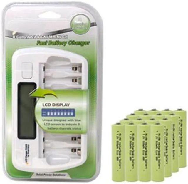 Main image of 8 Bay AA / AAA LCD Battery Charger + 16 AAA NiMH Batteries (900 mAh)