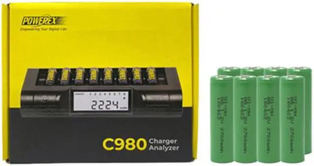 Main image of Powerex C980 Smart Charger & 8 AA NiMH Batteries (2700 mAh)