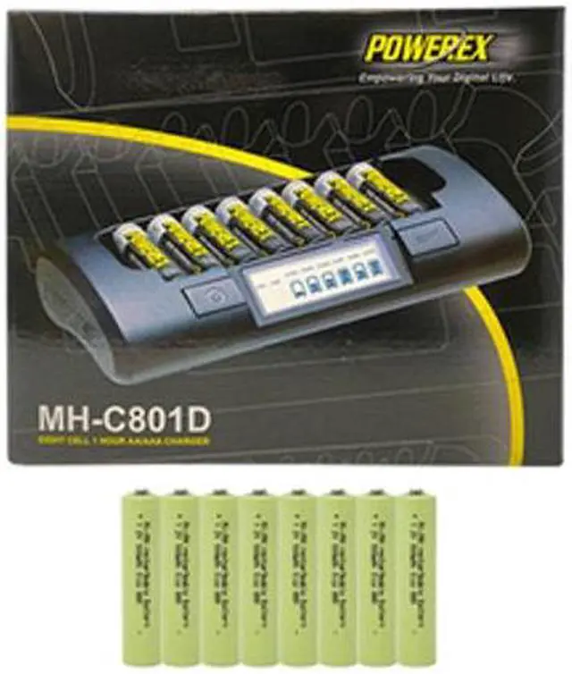 Main image of Powerex MH-C801D Eight Slot Smart Charger & 8 AAA (900 mAh) NiMH Batteries