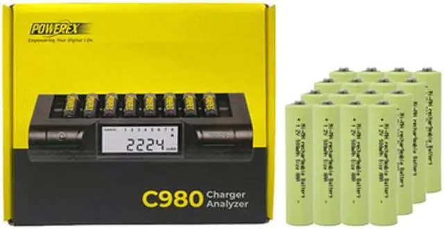 Main image of Powerex C980 Smart Charger & 16 AAA NiMH Batteries (900 mAh)