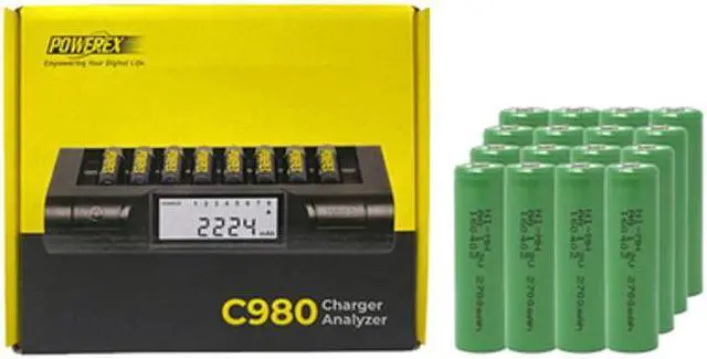 Main image of Powerex C980 Smart Charger & 16 AA NiMH Batteries (2700 mAh)