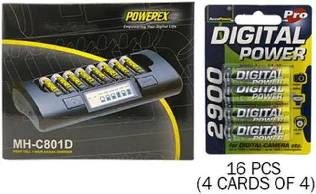 Main image of Powerex MH-C801D Eight Slot Smart Charger & 16 AA NiMH AccuPower Batteries (2900 mAh)