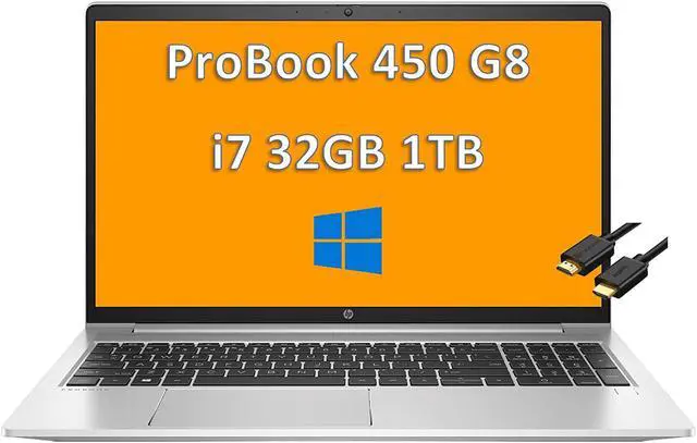 Main image of 2021 Newest HP ProBook 450 G8 15.6" IPS FHD 1080p Business Laptop (Intel Quad-Core i7-1165G7, 32GB RAM, 1TB PCIe SSD) Backlit, Type-C, RJ-45, Webcam, Windows 10 Pro