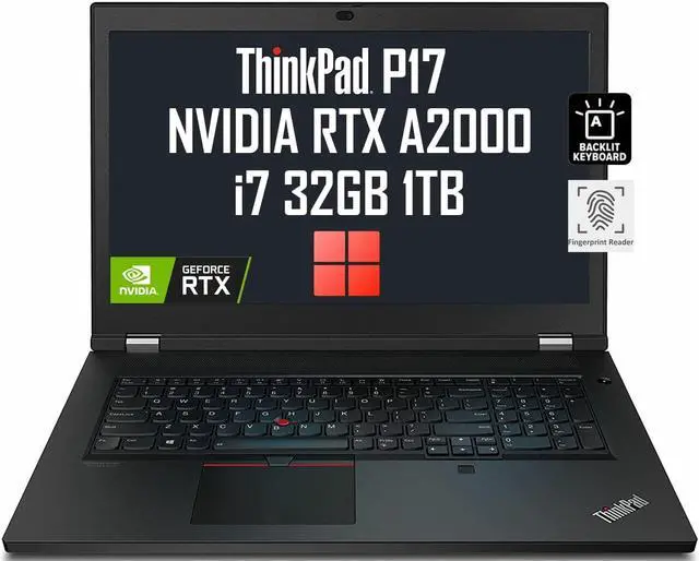 Main image of 2022 Lenovo ThinkPad P17 Gen 2 17.3" FHD (Intel 8-Core i7-11800H, 32GB RAM, 1TB PCIe SSD, RTX A2000 4GB Graphics) IPS Mobile Workstation Laptop, 2 x Thunderbolt 4, Backlit KB, Fingerprint, Win 11 Pro