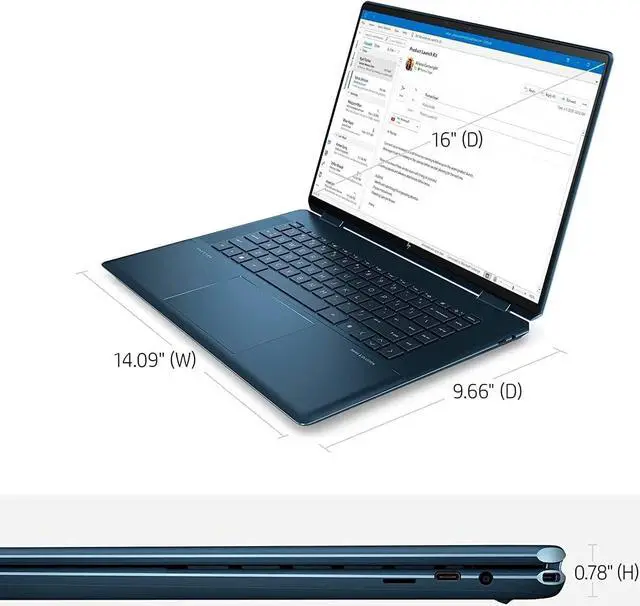 Alt view image 5 of 7 - HP Spectre x360 16" 2-in-1 3K QHD+ Touchscreen (Intel 12th Gen i7-12700H, 16GB RAM, 2TB SSD, Stylus) Business Laptop, Long-Battery Life, Fingerprint, Backlit, Thunderbolt 4, Win 11 Pro