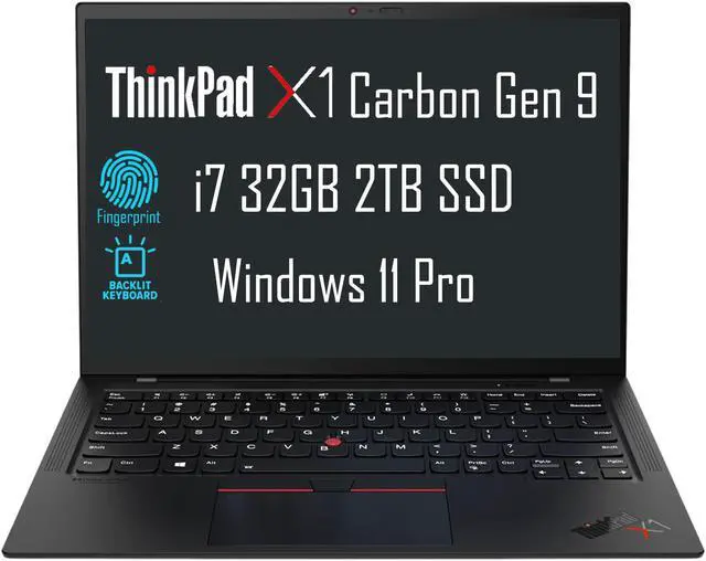 Main image of Lenovo ThinkPad X1 Carbon Gen 9 14" FHD+ (Intel 4-Core i7-1185G7 vPro, 32GB RAM, 2TB SSD) Business Laptop, Thunderbolt 4, Backlit, Fingerprint, 3-Year Warranty, Webcam, Wi-Fi 6, Win 11 Pro