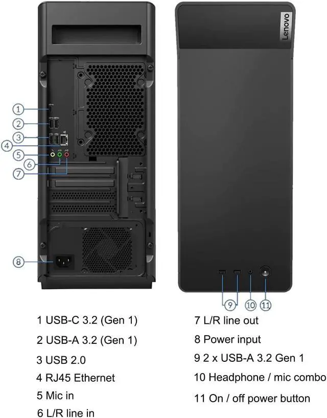 Alt view image 6 of 7 - Lenovo Legion Tower T5 5i Gaming Desktop Computer (Intel 8-Core i7-10700, GeForce GTX 1660 Super 6GB, 64GB RAM, 2TB SSD + 1TB HDD) 150W RGB Cooler, Wi-Fi 6, Win 10 / Win 11 Home