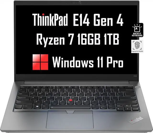 Main image of Lenovo ThinkPad E14 Gen 4 14" FHD (AMD Ryzen 7 5825U, 16GB RAM, 1TB PCIe SSD) 8-Core (Beat i7-1255U) Business Laptop, Fingerprint, Backlit, FHD Webcam, Wi-Fi 6, 15-Hr Battery Life, Win 11 Pro