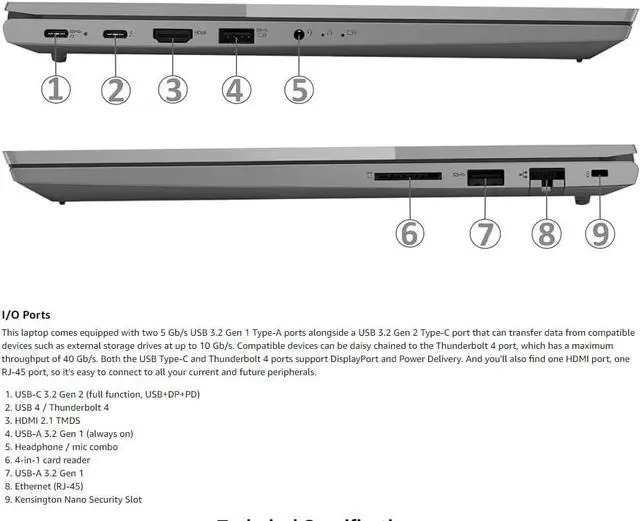 Alt view image 6 of 7 - Lenovo ThinkBook 15 Gen 4 Business Laptop (15.6" FHD Anti-Glare, Intel 10-Core i7-1255U, 16GB RAM, 512GB SSD), FHD Webcam, Narrow Bezel, Fingerprint Reader, Wi-Fi 6, Ethernet, Win 11 Pro, Grey