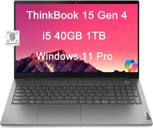 Main image of Lenovo ThinkBook 15 Gen 4 Business Laptop (15.6" FHD Anti-glare, Intel 10-Core i5-1235U, 40GB RAM, 1TB SSD), Narrow Bezel, Fingerprint, 1080p Webcam, Thunderbolt 4, Win 11 Pro w/AI Copilot, Grey
