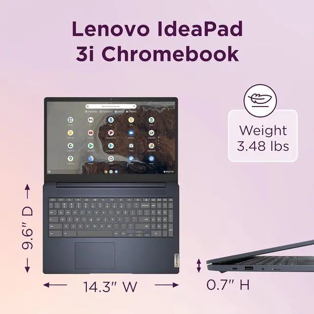 Alt view image 4 of 7 - Lenovo Chromebook 15 (15.6" FHD, 8GB RAM, 128GB Storage (64GB eMMC + 64GB SD Card), 2TB Cloud Storage, Intel Celeron), Home & Student Laptop, Webcam, 10-Hr Long Battery Life, Wi-Fi 6, Chrome OS