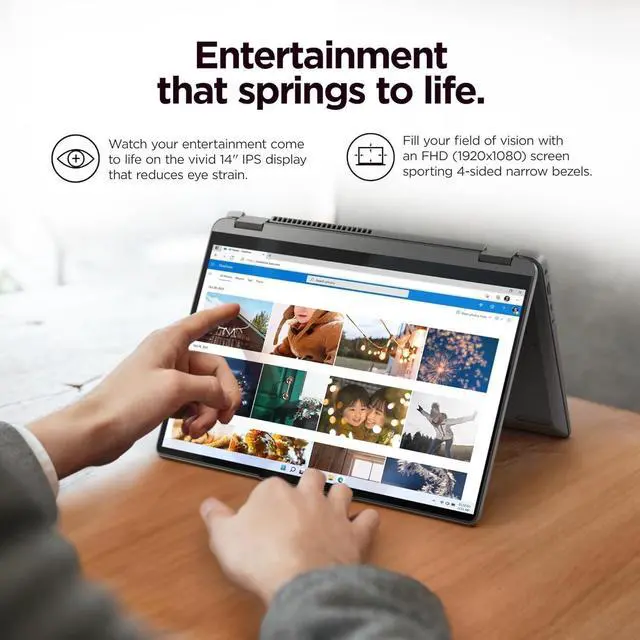 Alt view image 6 of 7 - Lenovo IdeaPad Flex 5i 2-in-1 Laptop (14" FHD+ Touchscreen, Intel Core i3-1215U, 8GB RAM, 256GB SSD) Convertible, Fingerprint, FHD Webcam, 9-Hr Battery Life, IST Pen, Win 11 Home in S Mode, Grey