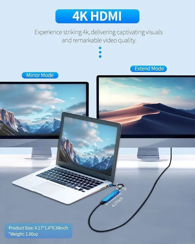 Alt view image 4 of 7 - USB-C Hub for Laptop, 7 in 1 USB-C to HDMI Splitter, USB 3.1 GEN1, USB 2.0 and Type-C Port, 4K HDMI Port, PD 100W Charging, SD Card Reader for ThinkPad, EliteBook, Latitude, Surface, MacBook Air/Pro