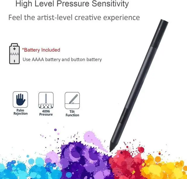 Alt view image 5 of 5 - Dell Active Pen PN556W, AES Stylus for Latitude 5000 7000 9000 Series 2 in 1 laptop (Touch Screen Models Only Must Support Active Pen), AAAA battery required, Black