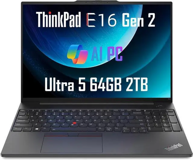 Main image of Lenovo ThinkPad E16 Gen 2 Business Laptop (16" FHD+ Anti-Glare, Intel Core Ultra 5 125U (> i7-1355U), 64GB DDR5 RAM, 2TB SSD) Fingerprint, Backlit, Webcam, Ethernet, Win 11 Pro, 2025 AI PC, Black