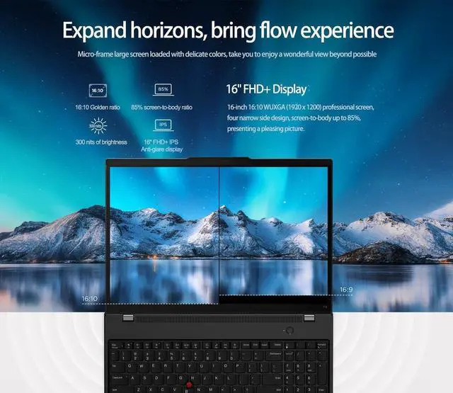 Alt view image 2 of 7 - Lenovo ThinkPad T16 Gen 3 Business Laptop (16" FHD+, Intel 12-Core Ultra 5 125U (>i7-1355U), 64GB DDR5, 2TB SSD), Support 3 Monitors, Fingerprint, Backlit, 5MP Webcam, Win 11 Pro, 2025 AI PC, Black