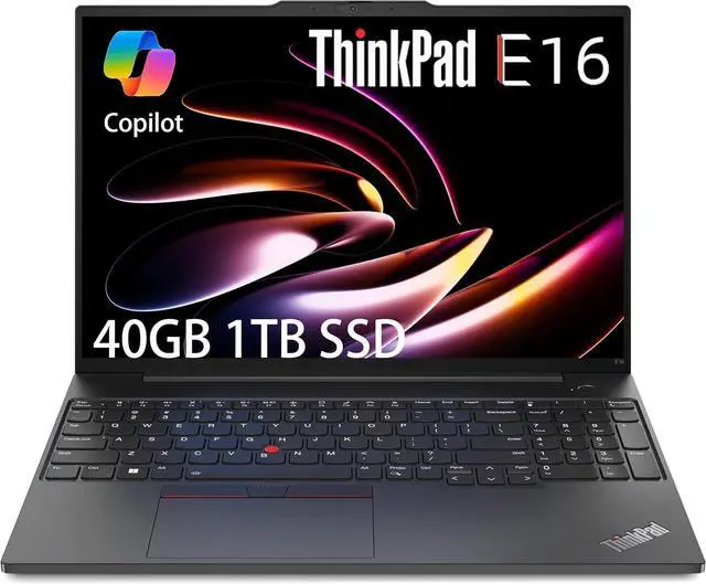 Main image of Lenovo ThinkPad E16 Business Laptop (16" FHD+ Anti-Glare, Intel 13th Gen 10-Core i5-1335U, 40GB RAM, 1TB SSD), Backlit, Fingerprint, FHD Webcam, Thunderbolt 4, Wi-Fi 6, Win 11 Pro, Black