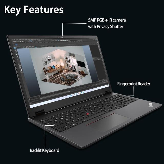 Alt view image 4 of 7 - Lenovo ThinkPad P16v Gen 2 Mobile Workstation Laptop 16" 4K UHD 16:10 (100% DCI-P3, NVIDIA RTX 1000 Ada 6GB, Intel Ultra 7 155H, 64GB DDR5 RAM, 2TB SSD), 2 x Thunderbolt 4, 5MP IR Webcam, Win 11 Pro