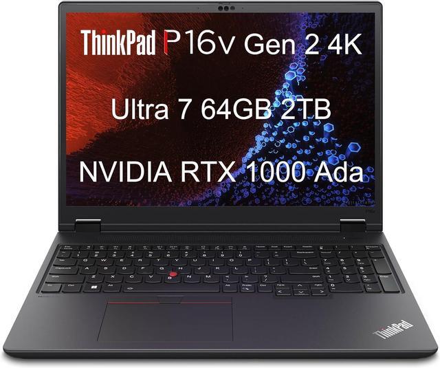 Main image of Lenovo ThinkPad P16v Gen 2 Mobile Workstation Laptop 16" 4K UHD 16:10 (100% DCI-P3, NVIDIA RTX 1000 Ada 6GB, Intel Ultra 7 155H, 64GB DDR5 RAM, 2TB SSD), 2 x Thunderbolt 4, 5MP IR Webcam, Win 11 Pro