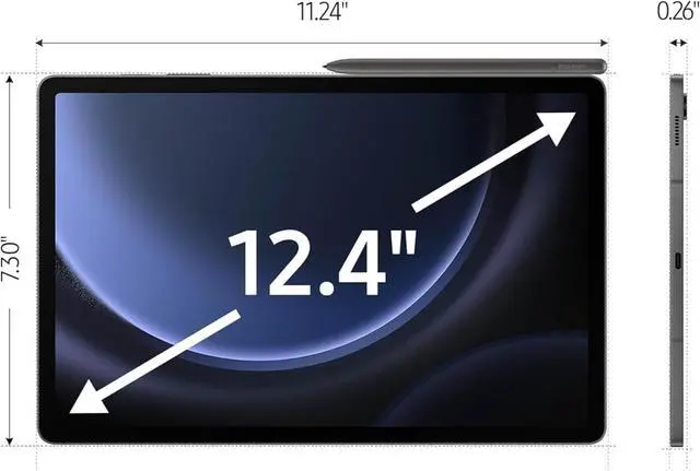 Alt view image 4 of 7 - SAMSUNG Galaxy Tab S9 FE+ Plus Android Tablet (12.4 Touchscreen, 8GB RAM, 256GB Storage, 18-hr Long Battery Life, S Pen, 1 Front Camera + 2 Rear Cameras, Lightweight Durable Design) SM-X610, Gray