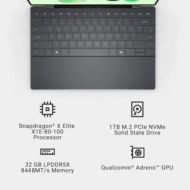 Alt view image 2 of 7 - 2025 Dell XPS 13 9345 Laptop, Copilot+ AI PC (13.4" FHD+ 120Hz, Qualcomm 12-Core Snapdragon X Elite, 32GB 8848MT/s RAM, 1TB SSD), Thin & Light, 27 Hours Battery Life, IR Webcam, Wi-Fi 7, Win 11 Pro
