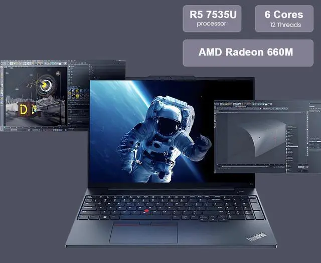 Alt view image 2 of 7 - Lenovo ThinkPad E16 Gen 2 Business Laptop (16" FHD+ Anti-glare, AMD Ryzen 5 7535U (> Intel i7-1360P), 32GB DDR5, 1TB SSD) Fingerprint, Backlit, RGB Webcam, Wi-Fi, RJ-45, Win 11 Pro w/ AI Copilot