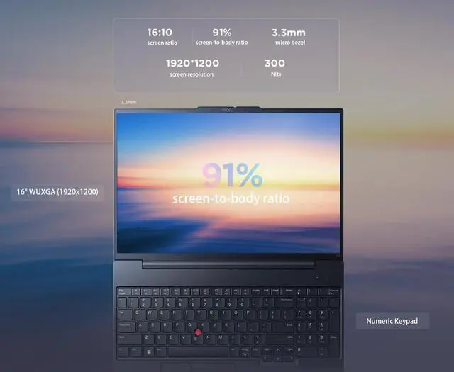 Alt view image 4 of 7 - Lenovo ThinkPad E16 Gen 2 Business Laptop (16" FHD+ Anti-glare, AMD Ryzen 5 7535U (> Intel i7-1360P), 32GB DDR5, 1TB SSD) Fingerprint, Backlit, RGB Webcam, Wi-Fi, RJ-45, Win 11 Pro w/ AI Copilot