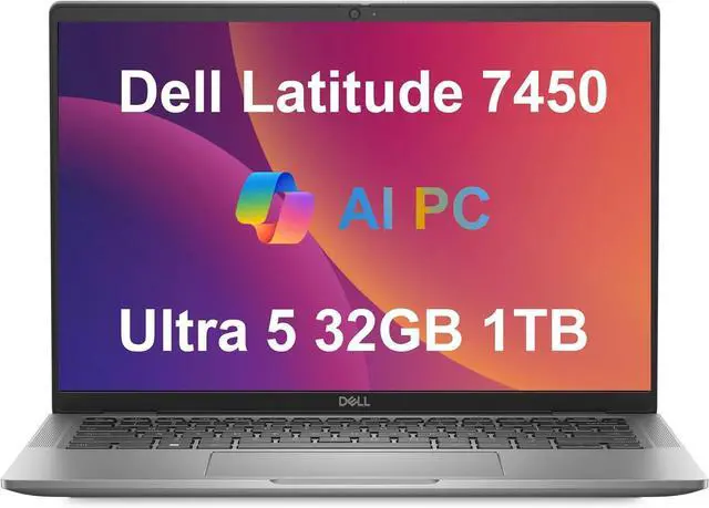 Main image of Dell Latitude 7450 7000 Business Laptop (14" FHD+, Intel 12-Core Ultra 5 135U (> i7-1355U), 32GB RAM, 1TB SSD), Backlit KB, 1080p RGB HDR Webcam, 2 x Thunderbolt 4, Wi-Fi 7, Win 11 Pro, 2025 AI PC