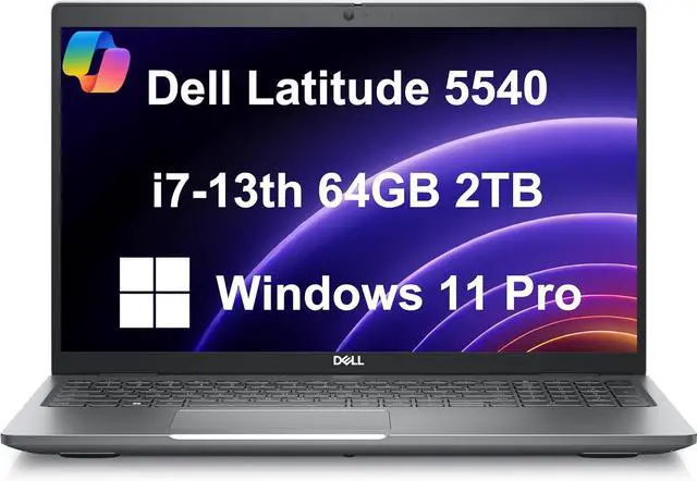 Main image of Dell Latitude 5540 Business Laptop (15.6" FHD Anti-Glare, Intel 14-Core i7-1370P vPro, 64GB DDR5 RAM, 2TB SSD) Backlit, Fingerprint, 1080p RGB Webcam, 2x Thunderbolt 4, Win 11 Pro w/Copilot, Gray