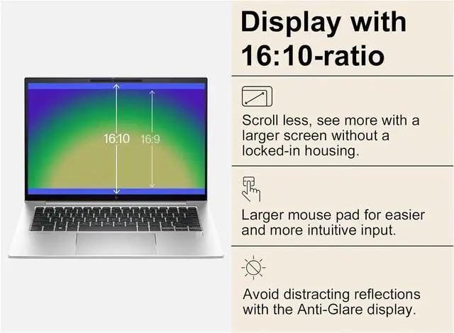 Alt view image 2 of 7 - HP EliteBook 840 G10 Business Laptop (14" FHD+ Touchscreen, Intel 10-Core i5-1335U (Beat i7-1255U), 16GB DDR5 RAM, 512GB SSD) Backlit, Fingerprint, 5MP IR Webcam, Wolf Security, Win 11 Pro w/ Copilot
