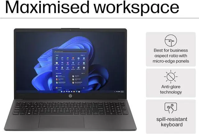 Alt view image 2 of 7 - HP Laptop 250 G10 for Business, Home (15.6" FHD IPS Anti-glare, 64GB RAM, 2TB PCIe SSD, Intel Core i5-1334U (> AMD Ryzen 7-7530U)), Military Grade, Webcam w/Shutter, Numeric Keypad, Win 11 Pro, Gray