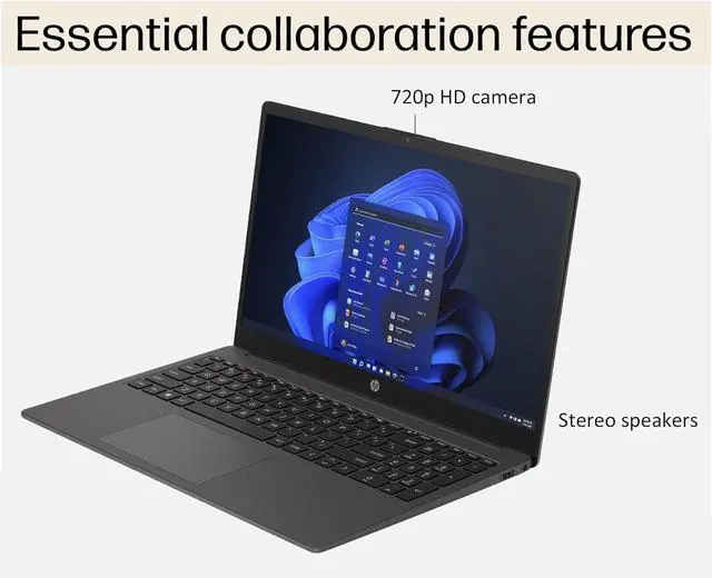 Alt view image 5 of 7 - HP Laptop 250 G10 for Business, Home (15.6" FHD IPS Anti-glare, 64GB RAM, 2TB PCIe SSD, Intel Core i5-1334U (> AMD Ryzen 7-7530U)), Military Grade, Webcam w/Shutter, Numeric Keypad, Win 11 Pro, Gray