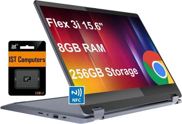 Main image of Lenovo Ideapad Flex 3i Chromebook 2-in-1 Laptop (15.6" FHD Touchscreen, Intel Pentium N6000, 8GB RAM, 256GB Storage (128GB eMMC+128GB IST SD Card)), Student & School, Webcam, NFC, Wi-Fi 6, Chrome OS