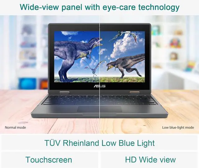 Alt view image 3 of 7 - ASUS 2-in-1 Chromebook Flip CR1 (11.6" Touchscreen, Intel Celeron N5100, 4GB RAM, 96GB Storage) Ruggedized & Water Resistant, Student & Home Laptop, 8MP Webcam, Wi-Fi 6, Stylus Pen, Chrome OS