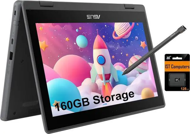 Main image of ASUS 2-in-1 Chromebook Flip CR1 (11.6" Touchscreen, Intel Celeron N5100, 4GB RAM, 160GB Storage) Ruggedized & Water Resistant, Student & Home Laptop, 8MP Webcam, Wi-Fi 6, Stylus Pen, Chrome OS