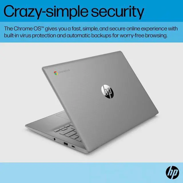 Alt view image 5 of 7 - HP Chromebook 14 Laptop (14" HD, Intel 4-Core Celeron N4120, 4GB RAM, 128GB Storage, UHD Graphics 600) for Home & Student, Light Weight & 14-Hr Battery Life, Webcam, Wi-Fi, IST HUB, Chrome OS, Grey