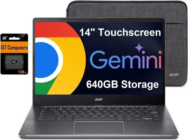 Main image of Acer Chromebook Plus 514 Laptop w/ Google AI (14" FHD Touchscreen, Intel 8-Core i3-N305, 8GB RAM, 640GB Storage, 2TB Cloud Storage) Business, Student, 11-Hr Long Battery Life, 1080p Webcam, Chrome OS
