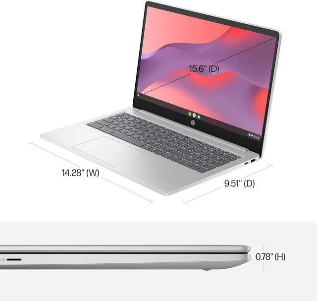 Alt view image 3 of 7 - HP Chromebook 15 15.6" HD (Intel Pentium N6000, 8GB RAM, 192GB Storage (64GB eMMc + 128GB SD Card), UHD Graphics, Numeric KB) Home & Student Laptop, Anti-Glare, Webcam, Wi-Fi, Chrome OS, Silver
