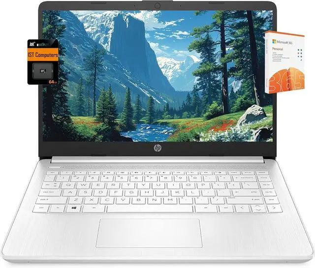 Main image of HP 14" Ultra Light Laptop for Student & Home (Intel Quad-Core N4120, 8GB RAM, 128GB(64GB + 64GB SD), 1-Year Office 365) 11-Hrs Long Battery Life, Webcam, WiFi, Win 11 Home in S Mode - Snow White