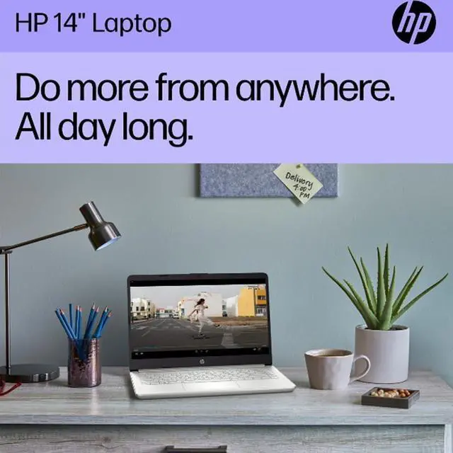 Alt view image 4 of 7 - HP 14 Laptop (14" HD, Intel Celeron N4120, 4GB RAM, 256GB Storage (128GB eMMC + 128GB SD Card)) School & Business, 11-Hour Battery Life, 1-Year Office 365, Win 11 Home S w/AI Copilot, Silver