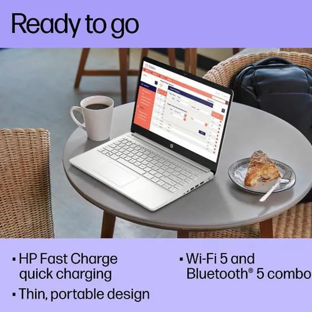Alt view image 5 of 7 - HP 14 Laptop (14" HD, Intel Celeron N4120, 4GB RAM, 256GB Storage (128GB eMMC + 128GB SD Card)) School & Business, 11-Hour Battery Life, 1-Year Office 365, Win 11 Home S w/AI Copilot, Silver