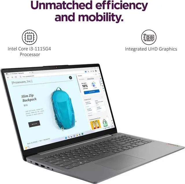 Alt view image 3 of 7 - Lenovo IdeaPad 3 15.6" FHD Touchscreen Laptop (8GB RAM, 256GB SSD, Intel Core i3) for Home & College Student, Narrow Bezel, Webcam, 12-Hour Long Battery Life, NumPad, IST SD Card, Win 11 Home in S