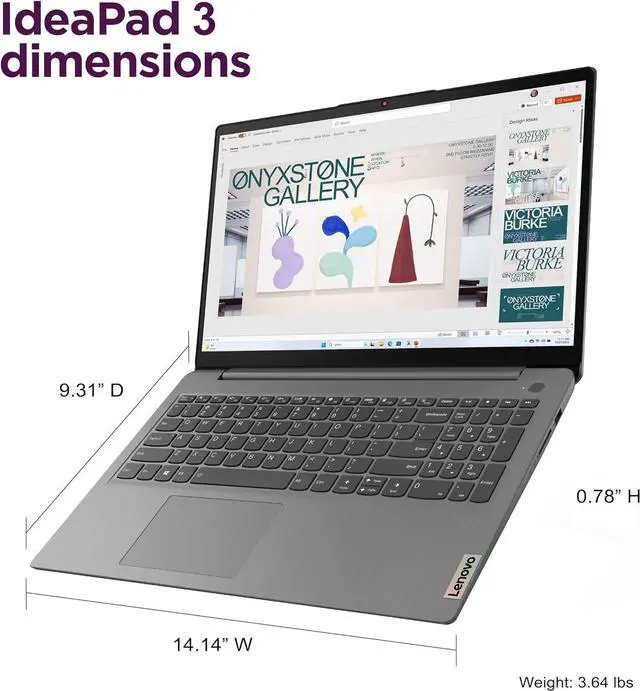 Alt view image 6 of 7 - Lenovo IdeaPad 3 15.6" FHD Touchscreen Laptop (8GB RAM, 256GB SSD, Intel Core i3) for Home & College Student, Narrow Bezel, Webcam, 12-Hour Long Battery Life, NumPad, IST SD Card, Win 11 Home in S