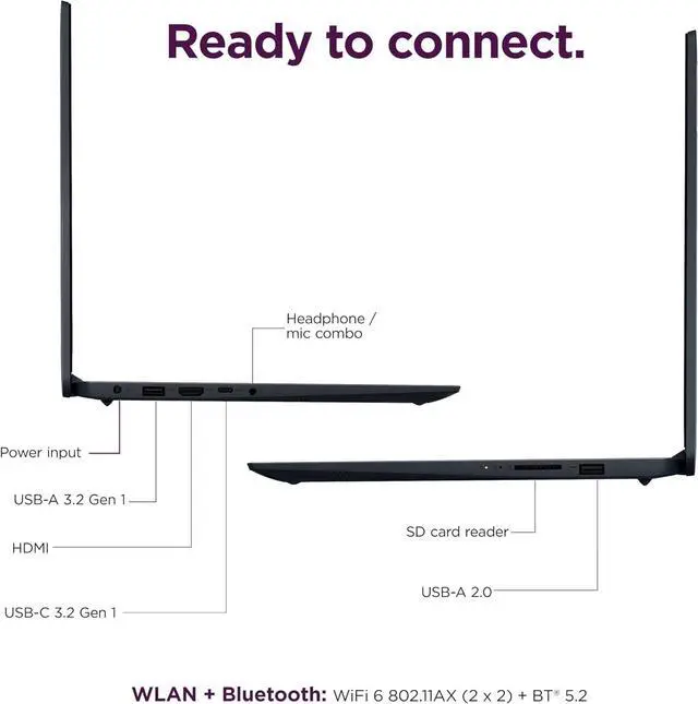Alt view image 7 of 7 - Lenovo IdeaPad 1 (15.6" FHD Anti-Glare, Intel Core i5-1235U (> i7-1165G7), 16GB RAM, 512GB SSD), Laptop for Home, Student, Business, Webcam w/ Shutter, 10-Hour Long Battery Life, Win 11 Home in S Mode