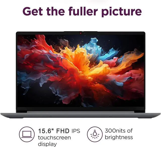 Alt view image 5 of 7 - Lenovo IdeaPad 15.6" FHD Touchscreen Laptop (16GB RAM, 512GB SSD, Intel 6-Core i3-1215U (> i5-1135G7)), Narrow Bezel, Webcam, 10-Hour Long Battery Life, Wi-Fi 6, Win 11 Home S Mode, Cloud Grey