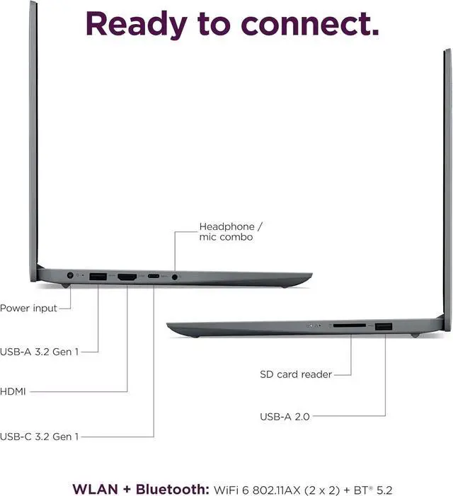 Alt view image 6 of 7 - Lenovo IdeaPad 15.6" FHD Touchscreen Laptop (16GB RAM, 512GB SSD, Intel 6-Core i3-1215U (> i5-1135G7)), Narrow Bezel, Webcam, 10-Hour Long Battery Life, Wi-Fi 6, Win 11 Home S Mode, Cloud Grey